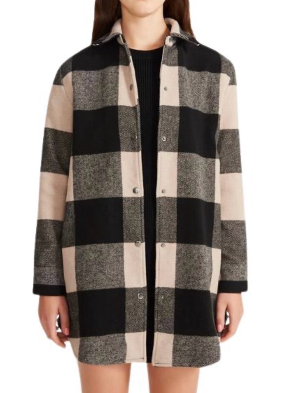 BB DAKOTA Black and Tan Plaid Utility Shacket